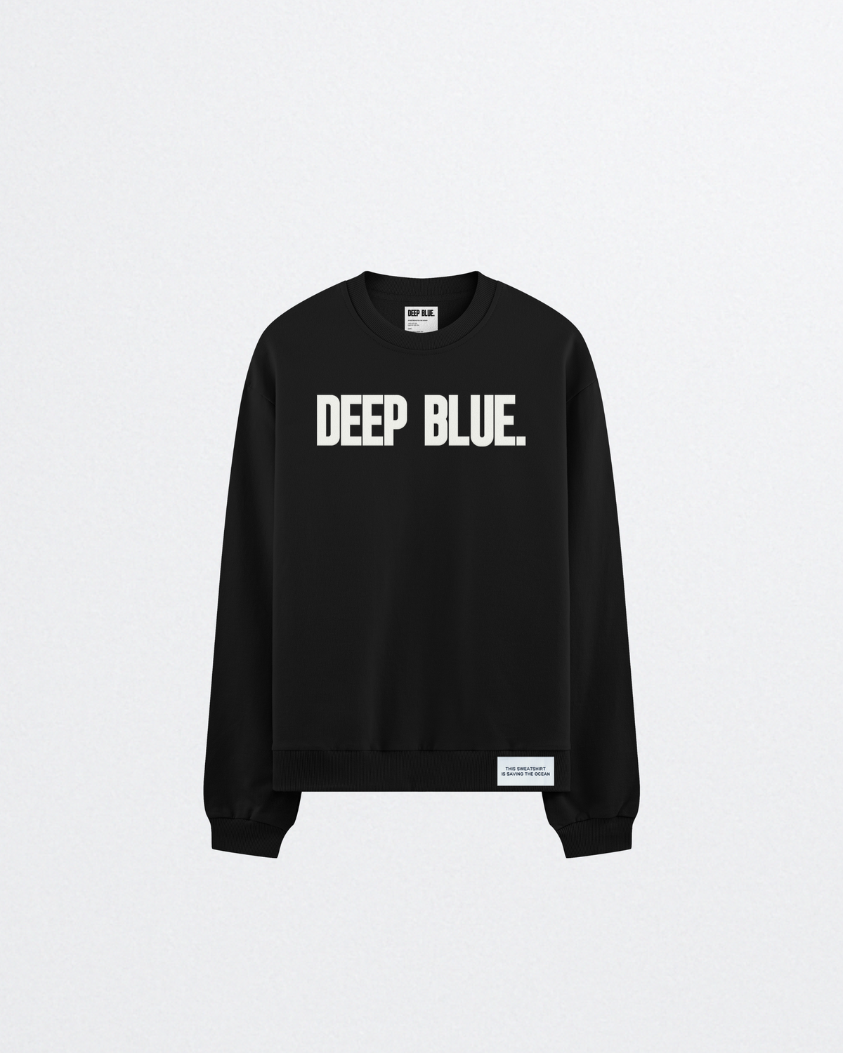Heavyweight Black Crewneck Sweatshirt | Cotton, Made in USA | Deep 