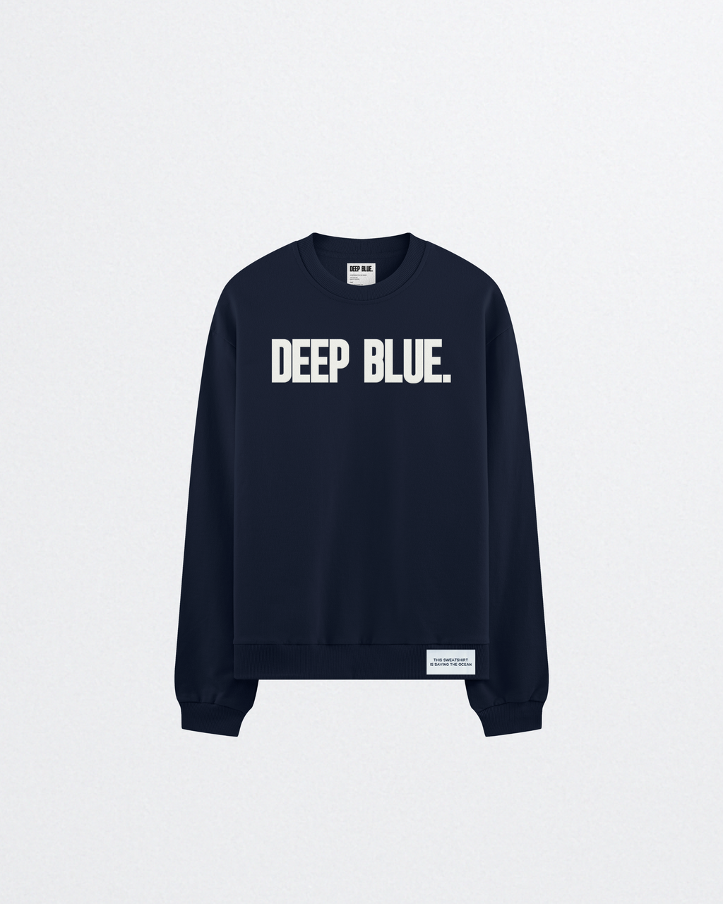Deep Blue heavyweight navy crewneck sweatshirt, garment-dyed cotton, front view